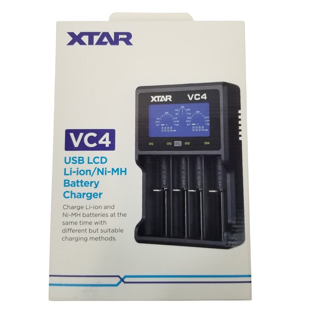 XTAR VC4 USB LCD Charger for Lithium-ion and Ni-MH Batteries